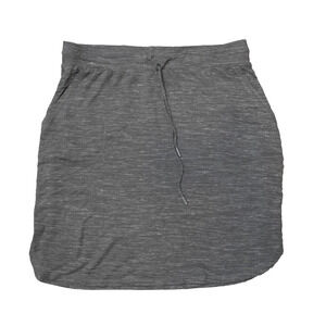 Hilary Radley Womens Pull-On Mini Skirt Sz L Black Rayon Blend Pockets Drawtring